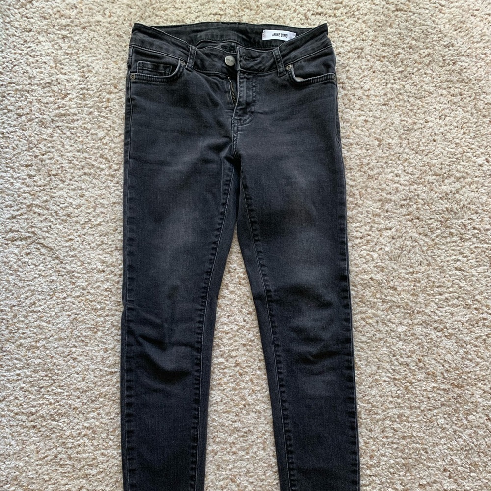 Anine Bing high rise skinny jeans dark charcoal